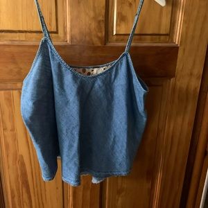 Chambray Freepeople Crochet Back Tank